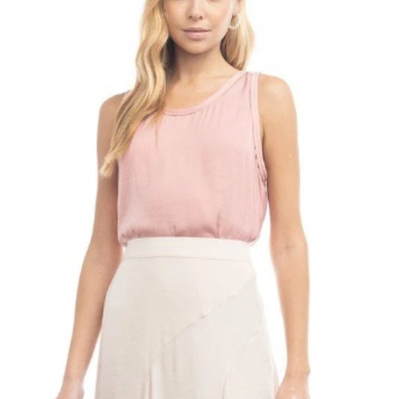 Bright Pink Scoop Neck Tank Top Split Hem - Picture 4 of 4